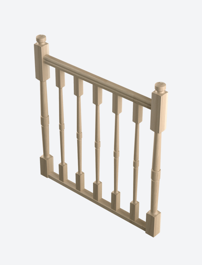 Landing banister with turned balusters (T) 
