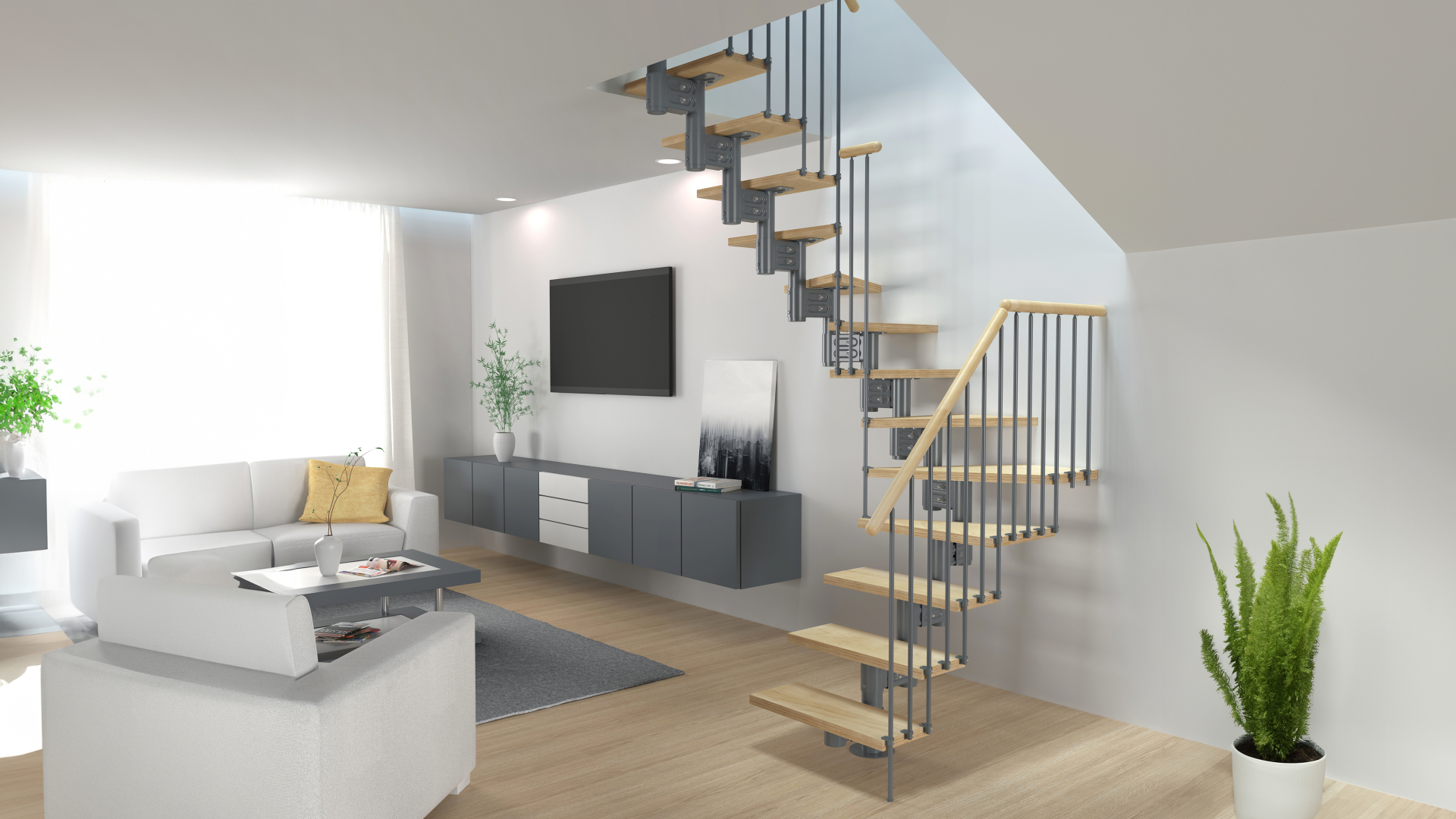 Staircase EUREKA Basalt Grey, RAL 7012