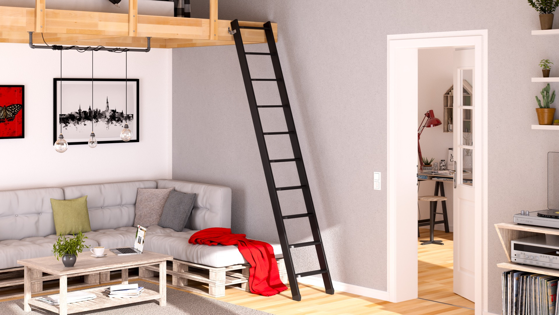 Mezzanine ladders Black, RAL 9005