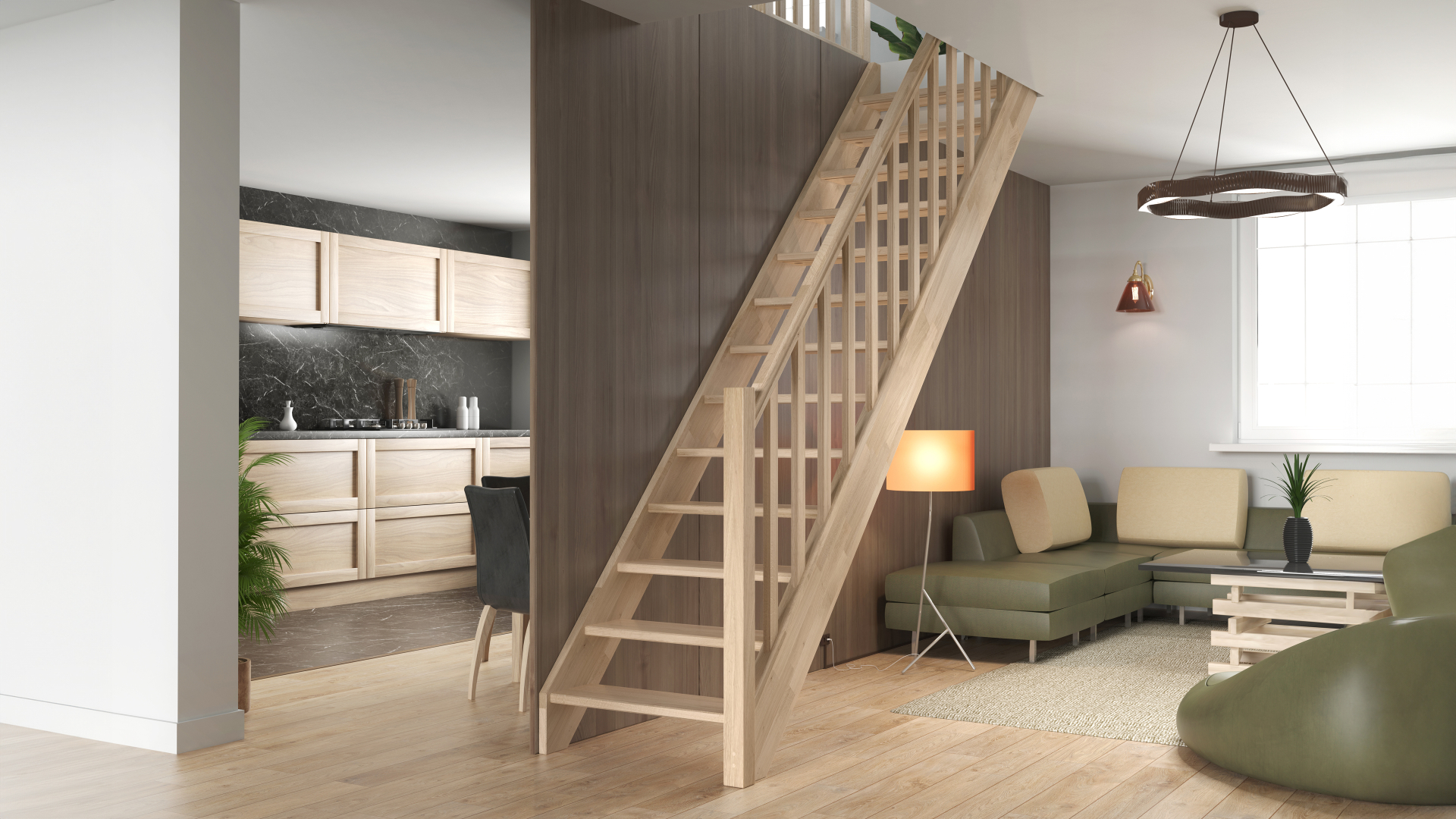 Wooden staircase MILAN Untreated