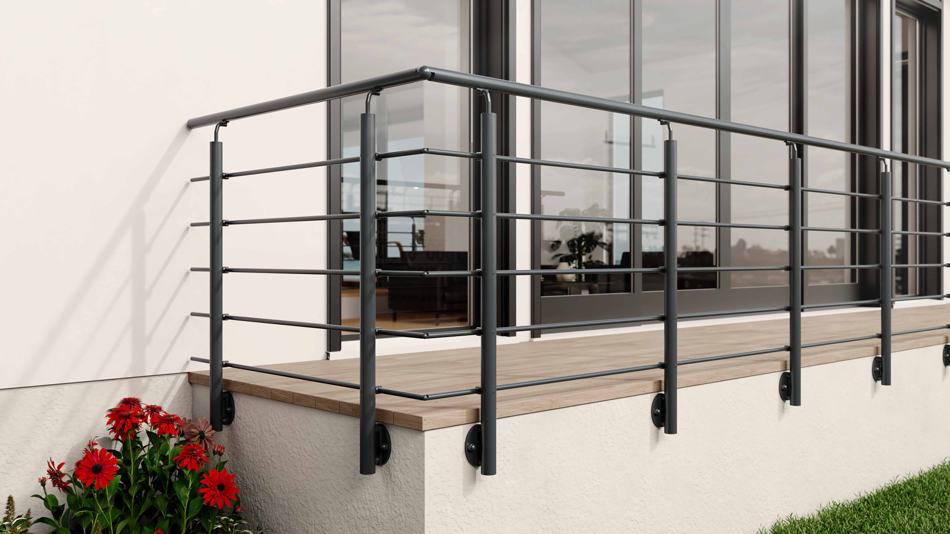 Balustrade kit NEW RONDO RAL 7016 Anthracite, RAL 7016