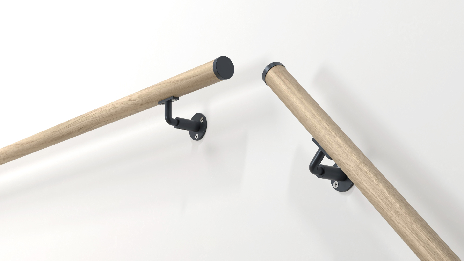 Handrail kit oak R15 & R35 | NEW RONDO brackets Anthracite, RAL 7016