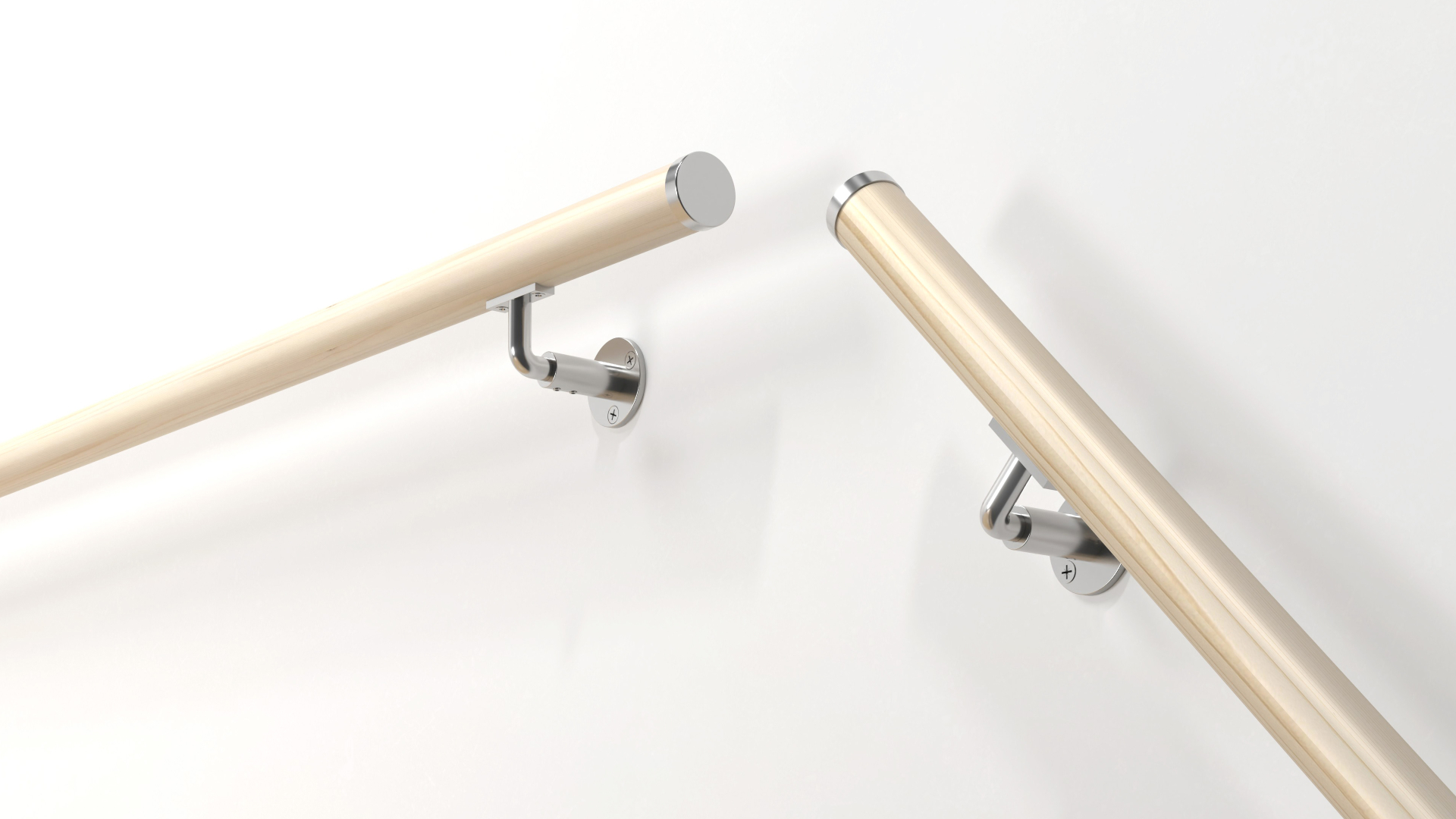 Handrail kit spruce R16 & R36 | NEW RONDO brackets Silver