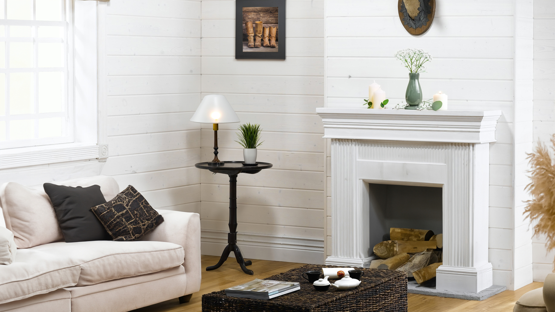 Paneling white spruce North Wax white 5pcs Black