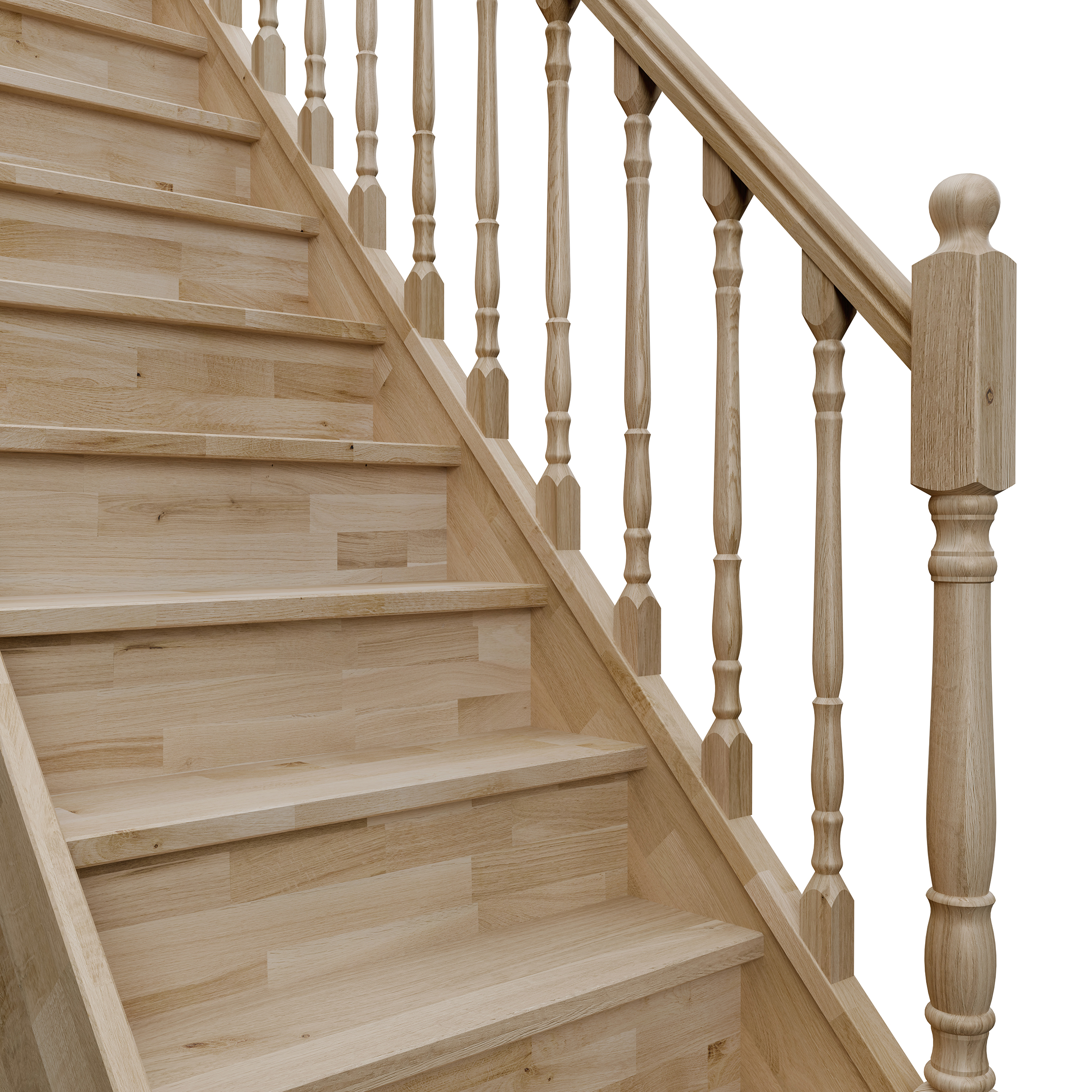 Immagine di una scala con contrahuellas chiuse, una ringhiera in legno con balaustro in legno tornito decorativo "classico", creando un'estetica vintage.