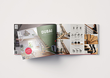 Immagine di un opuscolo con una scala Dubai in copertina, con il logo SOGEM rosso e una cornice esterna.